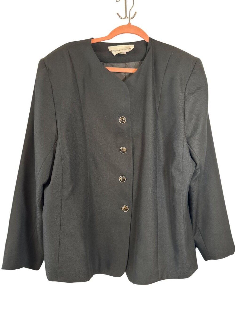 Academia Vintage Librarian Secretary Women's Black Button-Up Blazer Jacket Large